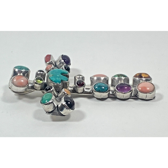 Nakai Navajo Indian Cross with Bear Fetish Sterling Silver - Picture 9 of 13